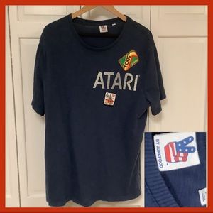 Atari Retro T Navy Shirt Junkfood Size XLG  Pong Legend Missile Command Patches